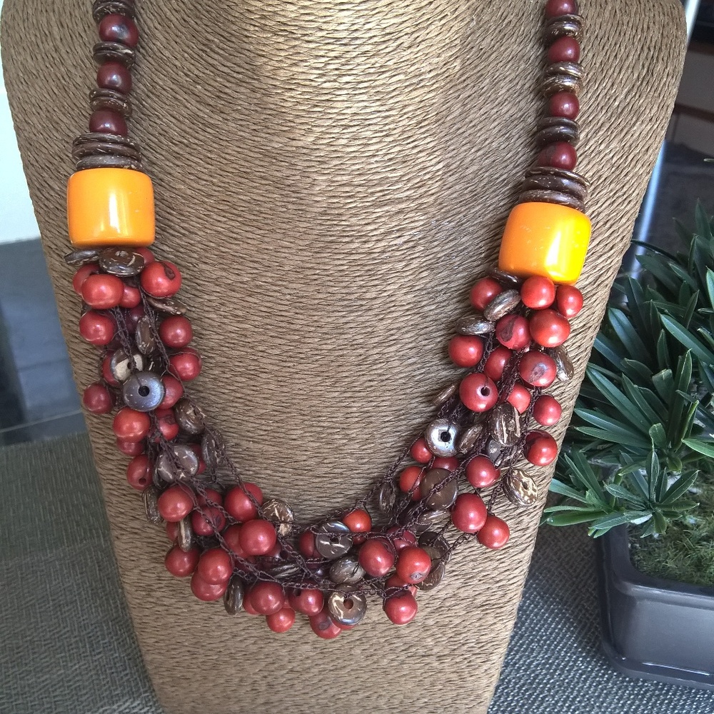 Tagua, Acai and Coconut shell Necklace, NEW